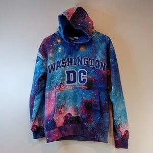 Vintage Washington DC Tie-Dye Galaxy Pullover Hoodie Sweatshirt Men's Sz S EUC!